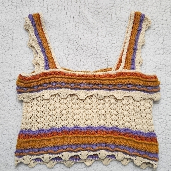 june & hudson Tops - Boho Crochet Crop Top Y2k Blokecore Sexy Flirty Artsy Coquette feminine Beach